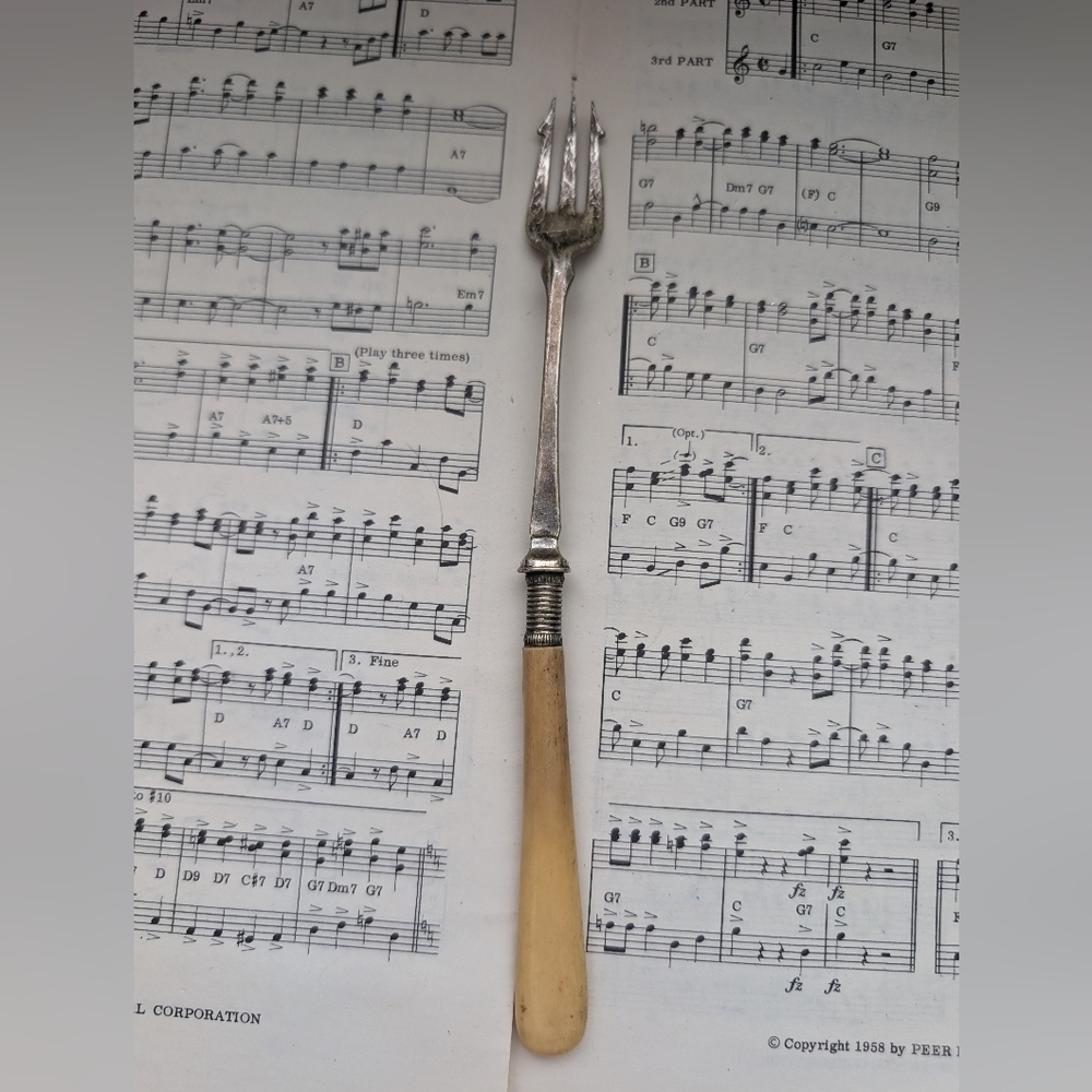 Elegant Silver and Tan Dining Fork
